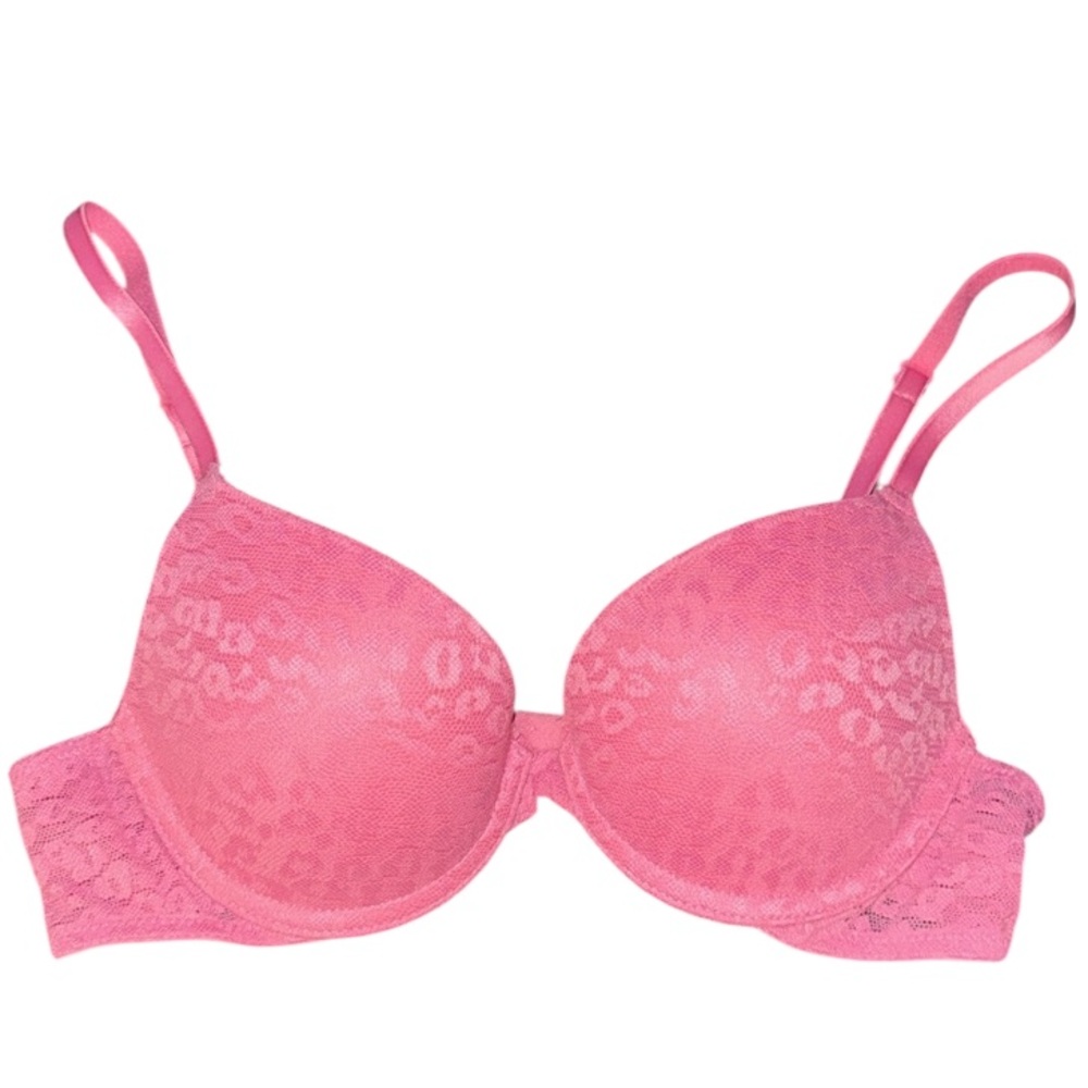 PINK Victoria's Secret Wear Everywhere Lace Push-Up Bra Dark Pink 34A NWT